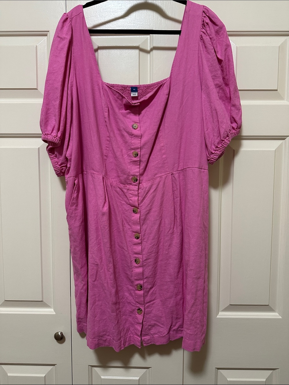 Old Navy Pink Puff-Sleeve Button-Front Women's Top